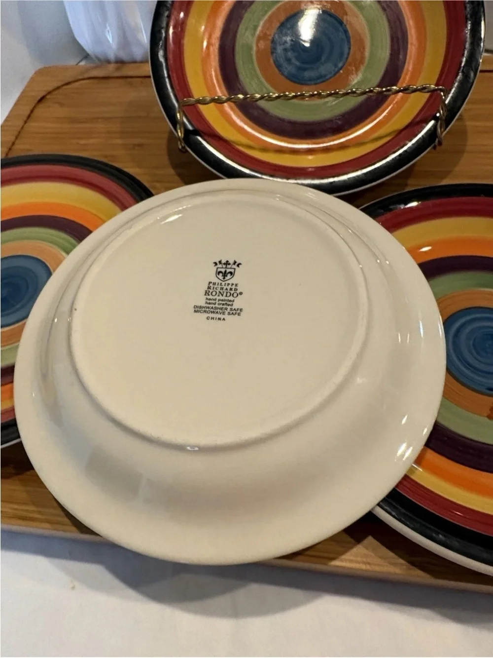 Philippe Richard Rondo Salad Plate Striped Ceramic Salad/Dessert Plate Multico